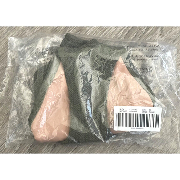 J. Crew Textured Curved-Waist Cheeky Bikini Bottom High Cut Olive Green Medium - Picture 3 of 16